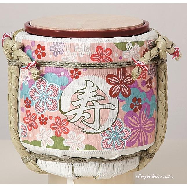 結婚式披露宴演出 ミニ鏡開き こも樽 和モダン寿 ピンク 結婚式披露宴演出 ミニ鏡開き こも樽 和モダン寿 ピンク