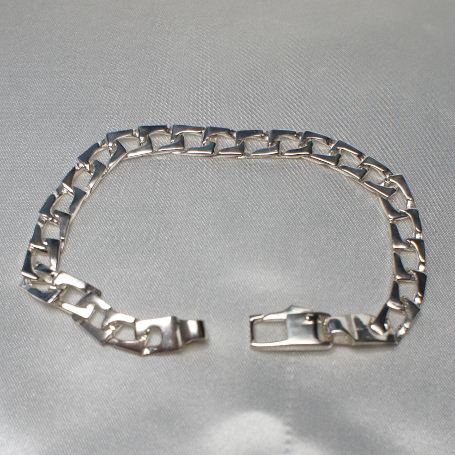 silver925 ブレスレット　シルバー　チェーン　アクセサリー　イタリア ブレスレット 195mm×6.4mm シルバー925 イタリア製 角型デザイン