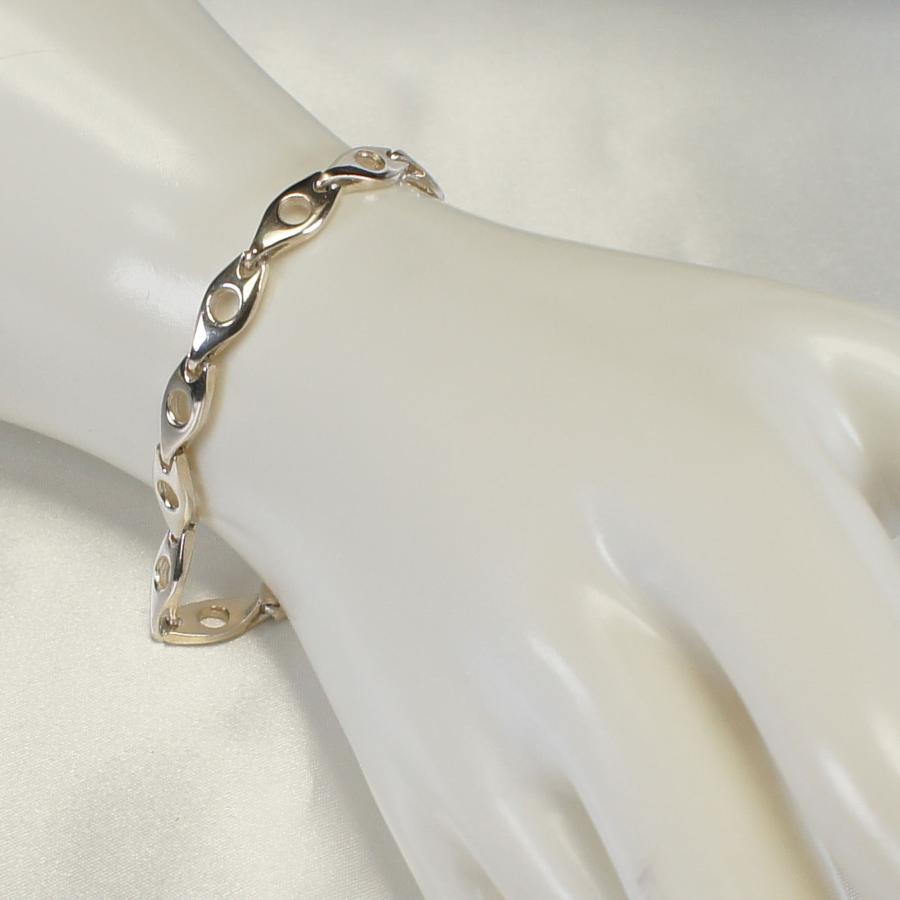 ブレスレット 190mm×6.2mm シルバー925 イタリア製 レディース 穴あき