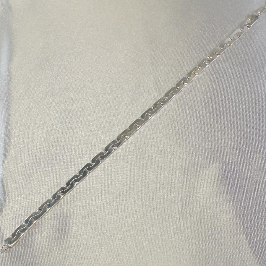ブレスレット 200mm×4.3mm シルバー925 イタリア製 メンズ 平打ち 喜平