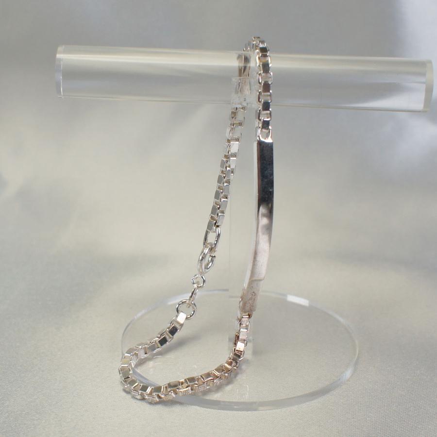 ブレスレット 185mm×2.6mm シルバー925 イタリア製 プレート