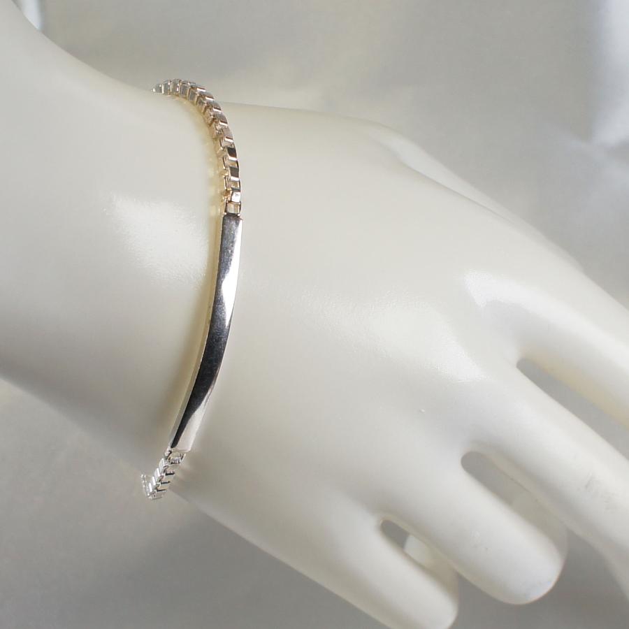 ブレスレット 185mm×2.6mm シルバー925 イタリア製 プレート