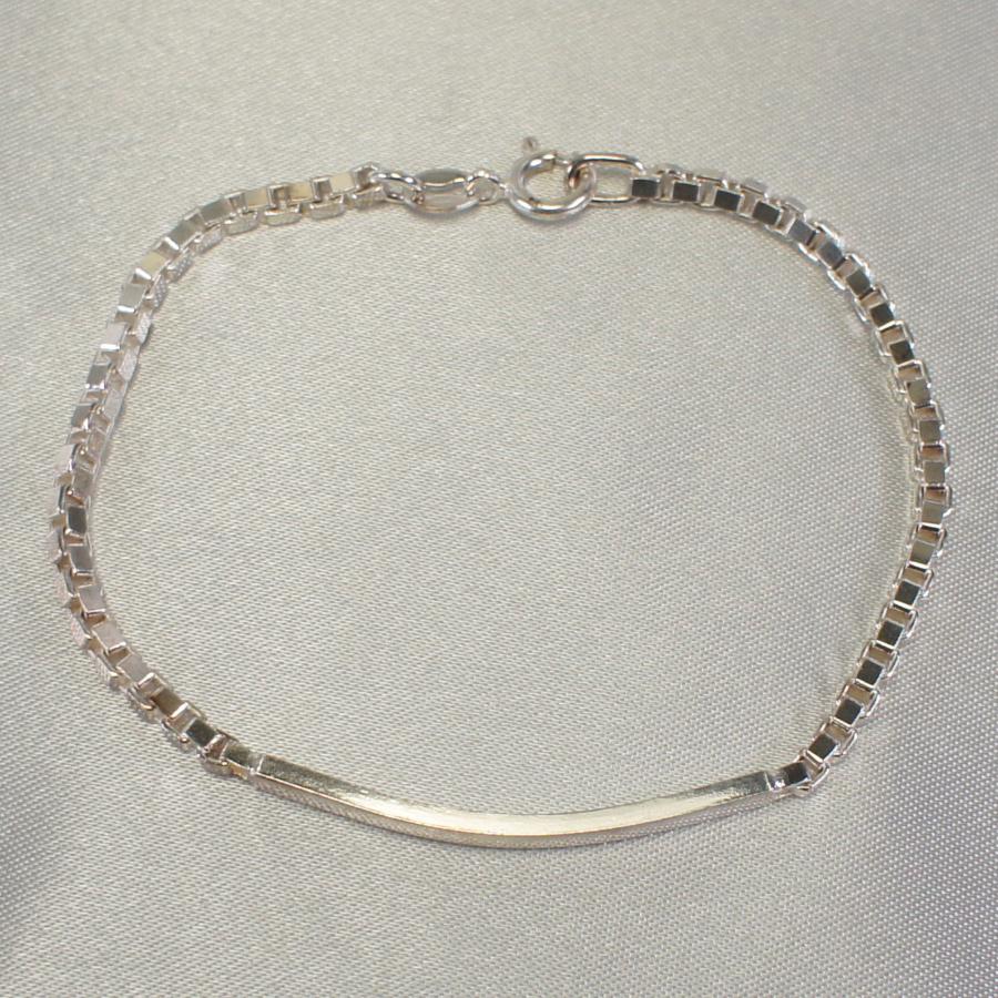 ブレスレット 185mm×2.6mm シルバー925 イタリア製 プレート