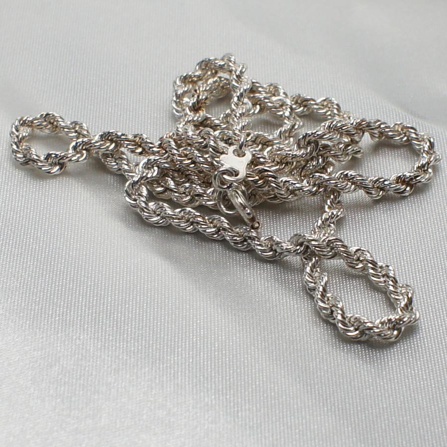 ●【美品】SILVER925 ITALY ロープチェーン 4.0mm幅 46cm シルバー925 ロープチェーン ネックレス 幅4mm 45cm 燻し加工 silver 2