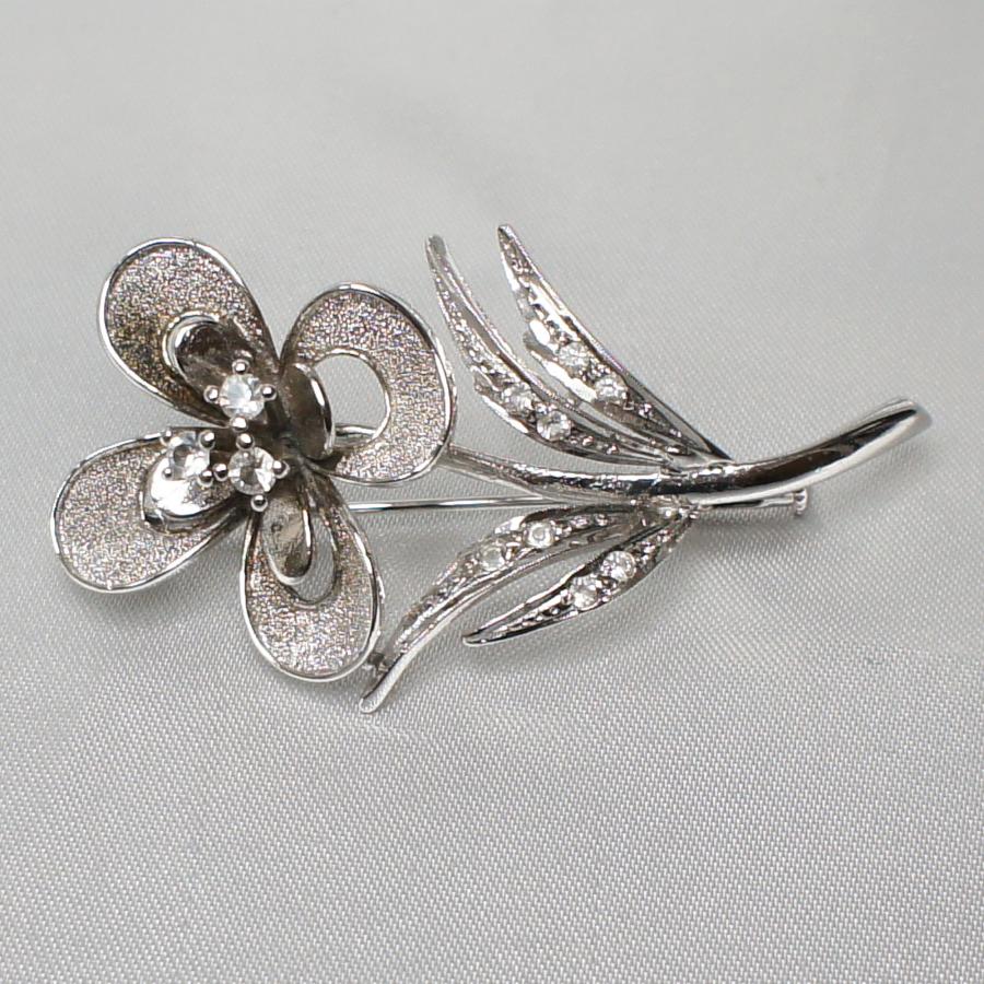 ブローチ シルバー925 スペイン製 花と葉 SILVER925 : 西洋硝子堂