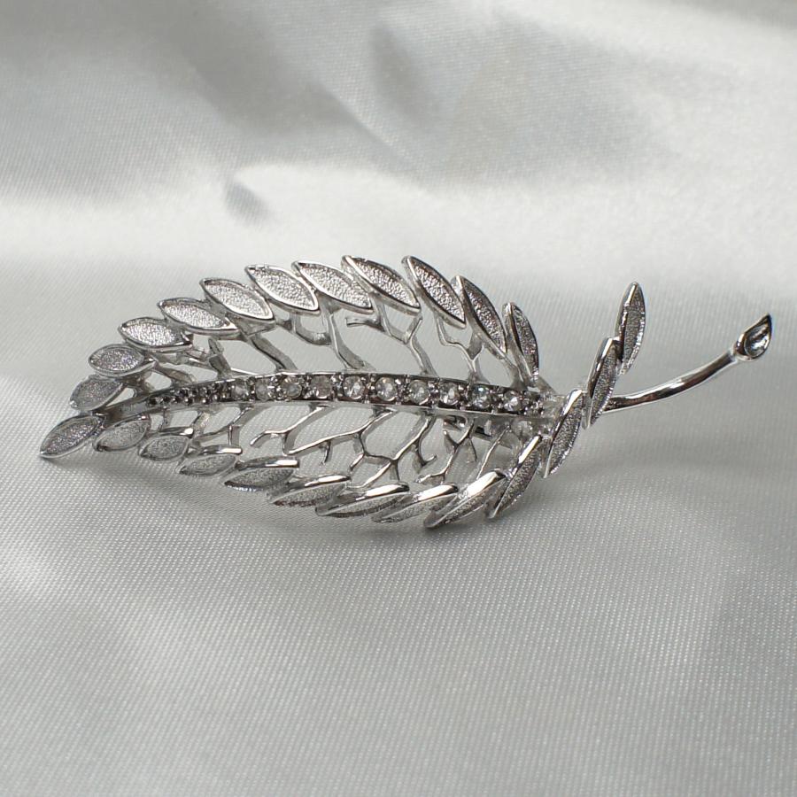 ブローチ シルバー925 スペイン製 リーフ 縁取り SILVER925 : 西洋硝子