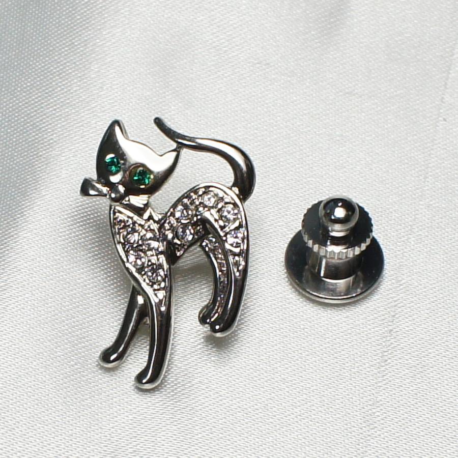 タックピン ピンブローチ 猫 すり寄る猫 ネコ ねこ シルバーカラー
