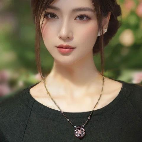 215【残響】handmade ネックレス ロング スワロフスキー 薔薇 215