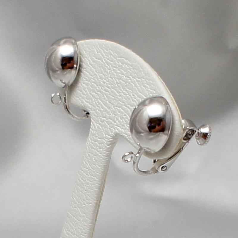 ネジばねクリップ 12mm イヤリング シルバー（1対） カン付き 金具 DIY 