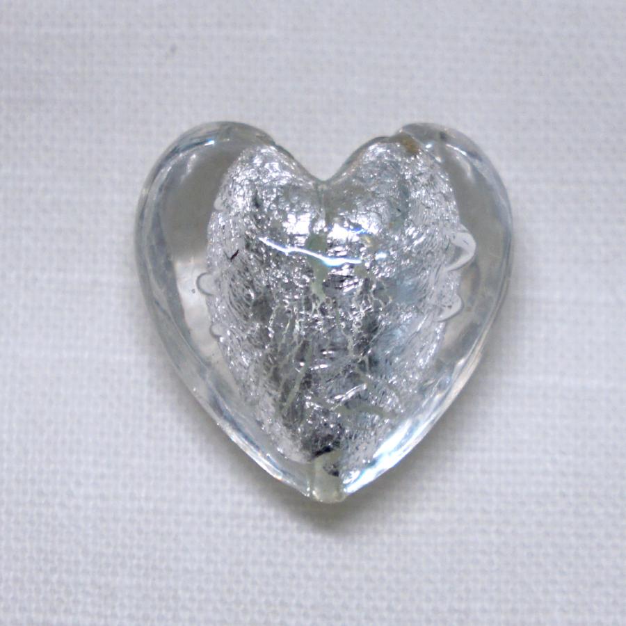 ベネチアンガラス ビーズ ハート シルバー 20mm ベネチアングラス