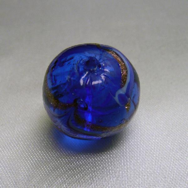 ベネチアンガラス ビーズ トンド 丸 18mm 玉 ブルー ベネチアングラス