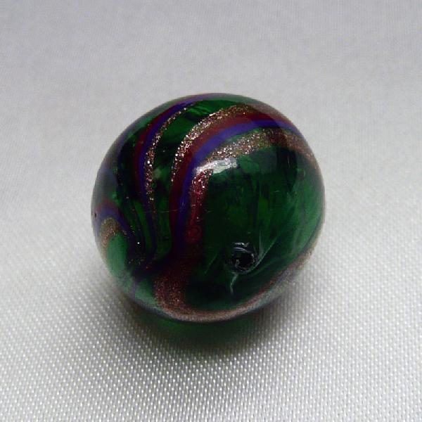 ベネチアンガラス ビーズ トンド 丸 18mm 玉 グリーン ベネチアン 