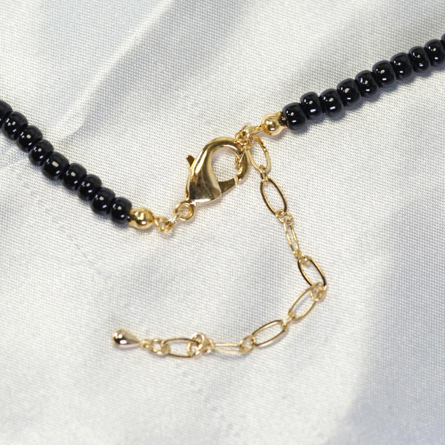 ネックレス ロング ベネチアングラス イタリア製 大粒 黒 金茶入り ベネチアンガラスの画像