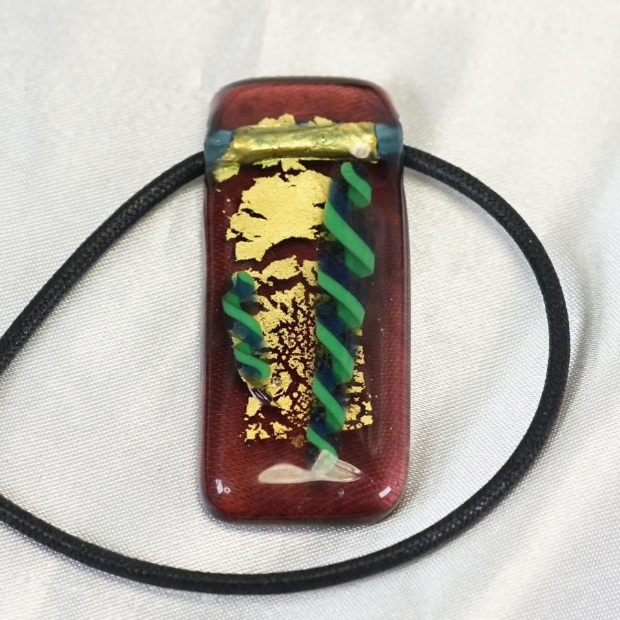 ベネチアングラス ペンダントトップ 革紐付 イタリア製メンズ 