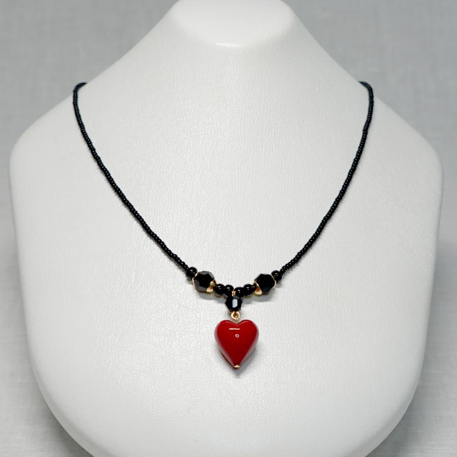 ネックレス ペンダント ベネチアングラス イタリア製 ハート 赤