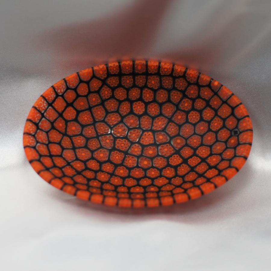 ベネチアングラス 皿 小 楕円 105mm×75mm オーバル ミルフィオーリ