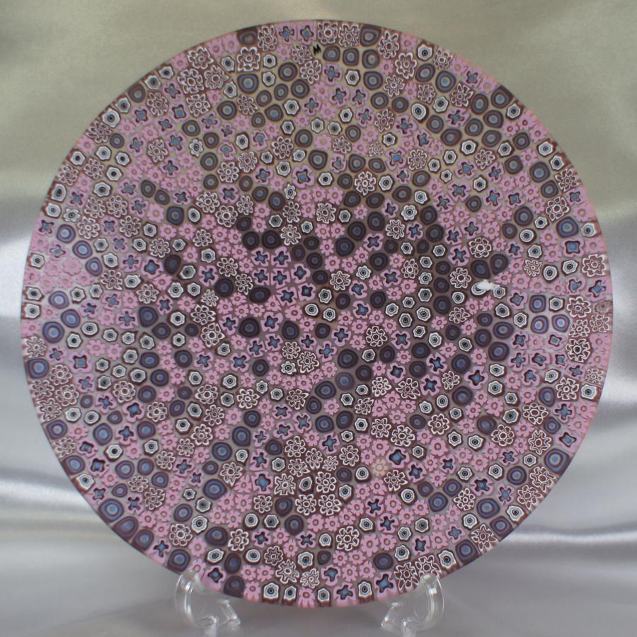 ベネチアングラス 皿 大 直径190mm ミルフィオーリ ピンク パープル系