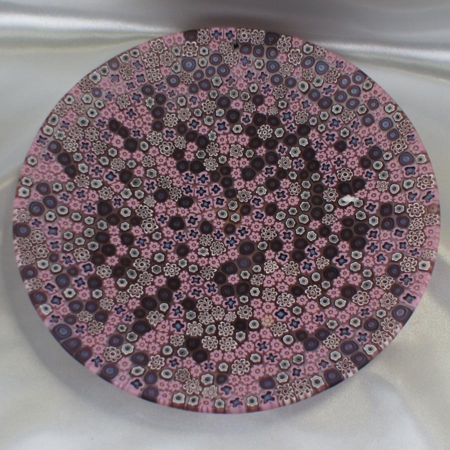 ベネチアングラス 皿 大 直径190mm ミルフィオーリ ピンク パープル系