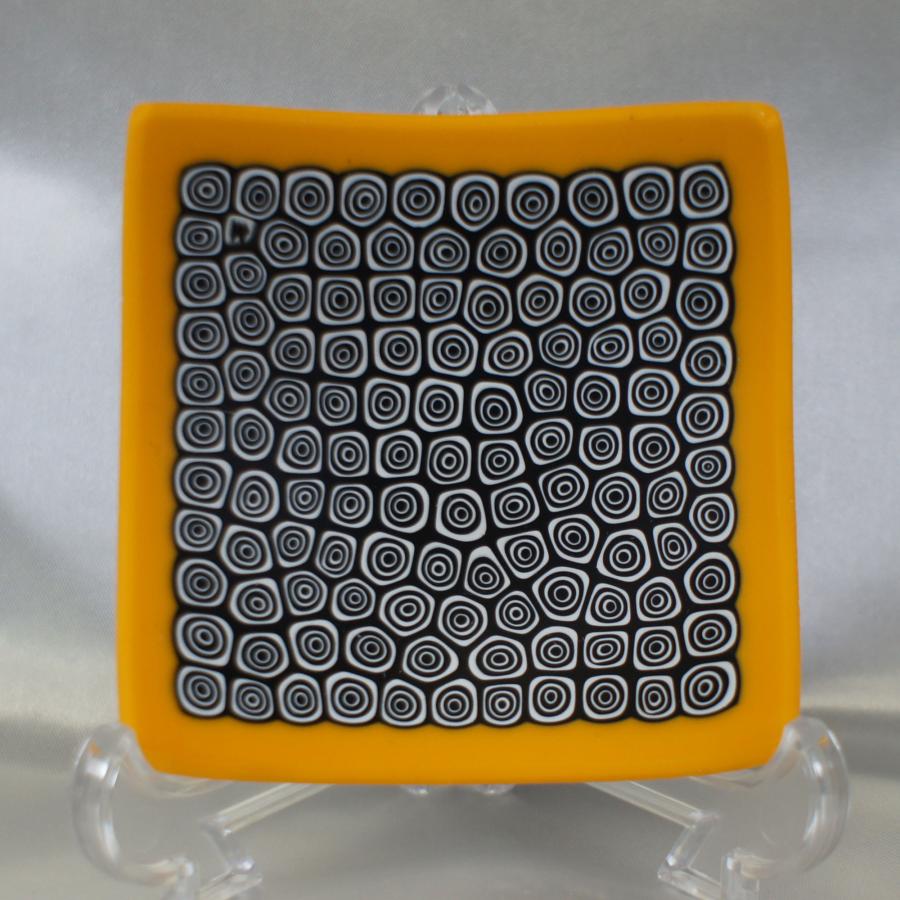 ベネチアングラス 角皿 小 約83mm×83mm×高さ22〜35mm ミルフィオーリ