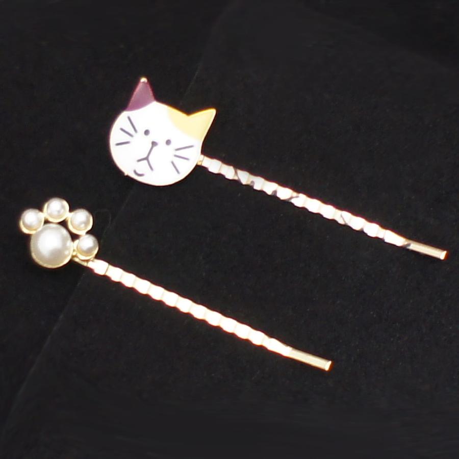 ヘアピン 三毛猫パンチなヘアピン達 Calico cat punch hairpins