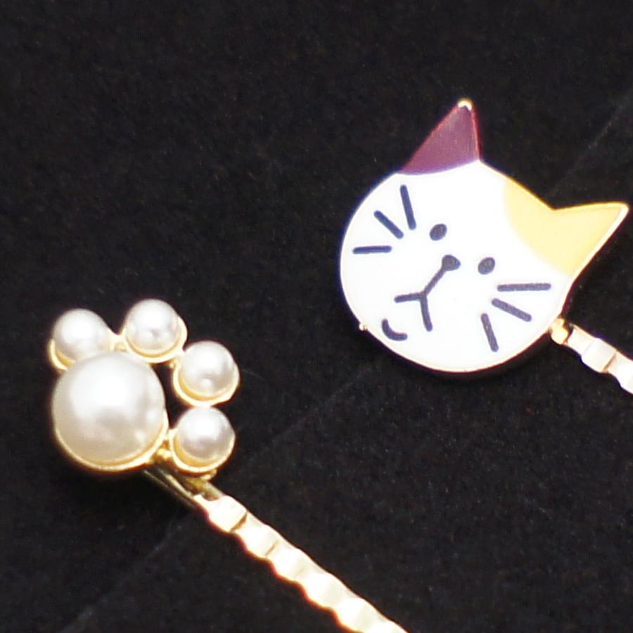 ヘアピン 三毛猫パンチなヘアピン達 Calico cat punch hairpins