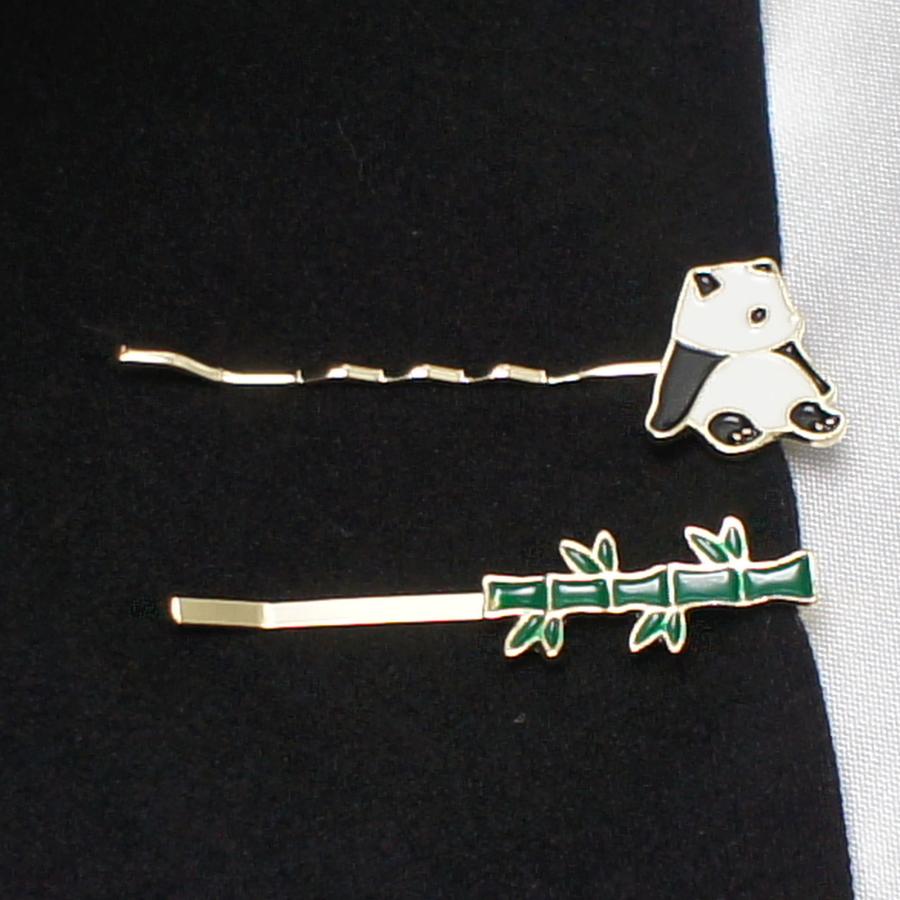 ヘアピン パンダと竹のヘアピン達 Panda and bamboo hairpins. : 西洋