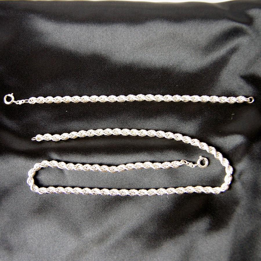 シルバー ネックレス ブレスレット セット スペイン製 フレンチロープ 2 ザインチェーン レディース SILVER925 ギフトの画像