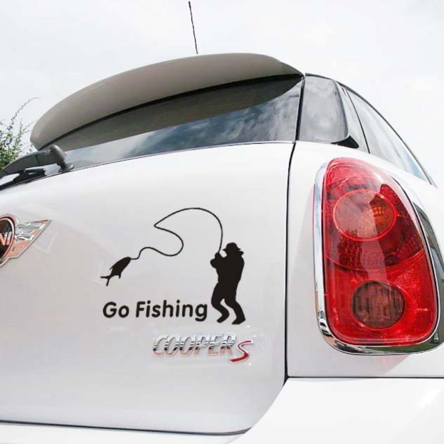 ステッカー シール フィッシング Go Fishing 釣り人 魚 車ステッカー デカール キズ 凹み 隠し かっこいい おしゃれ バイク クーラーボックス｜seizan-tent｜04