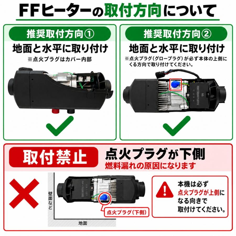 FFヒーター 12V 2KW ガソリンタイプ 軽油タイプ エアーヒーター 車載