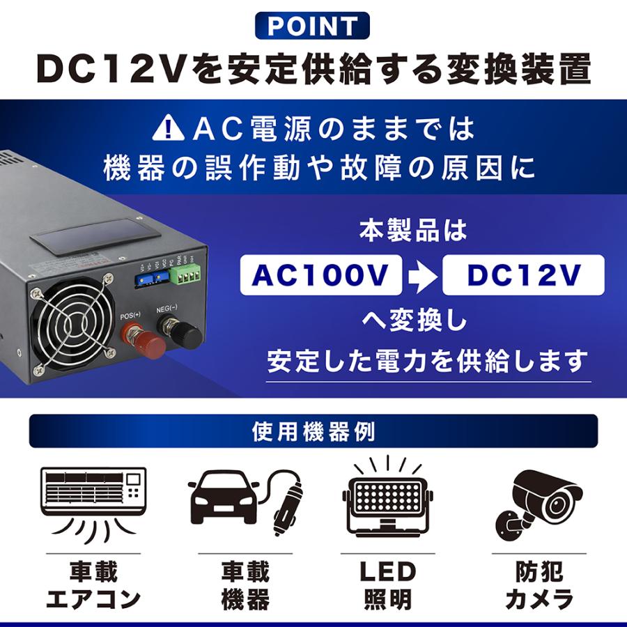 スイッチング電源 DC12V 2000W 130A AC100V DC12V変換 車載エアコンの画像
