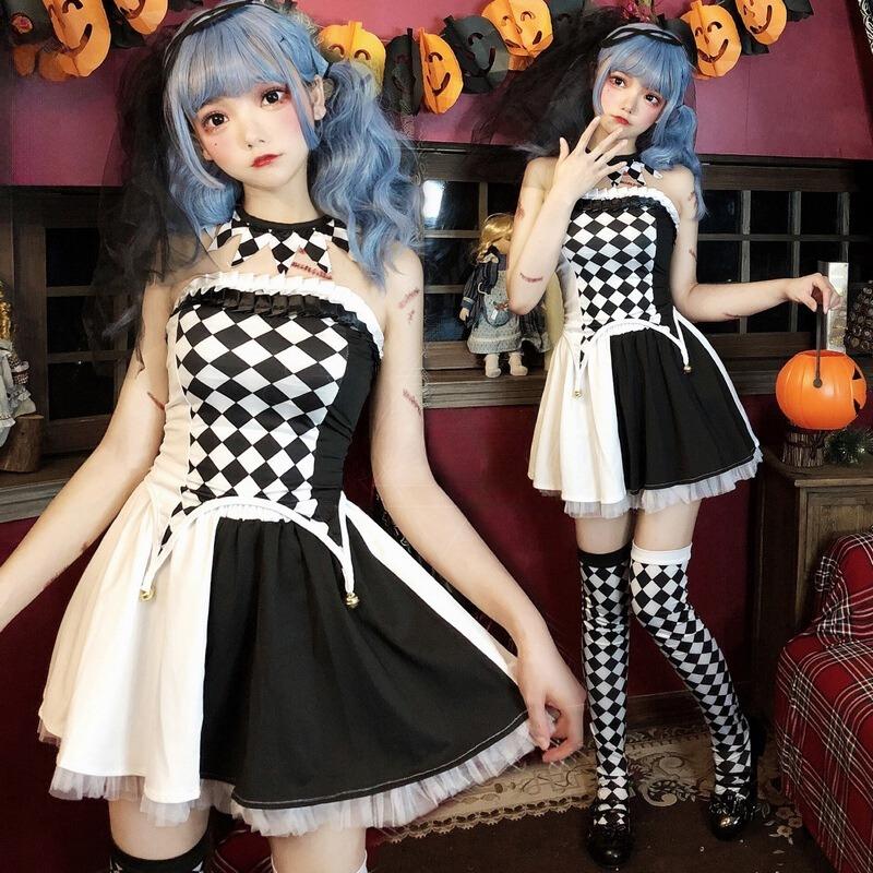 コスプレ ハロウィン 衣装 女性用 ピエロガール クラウン ネックリング
