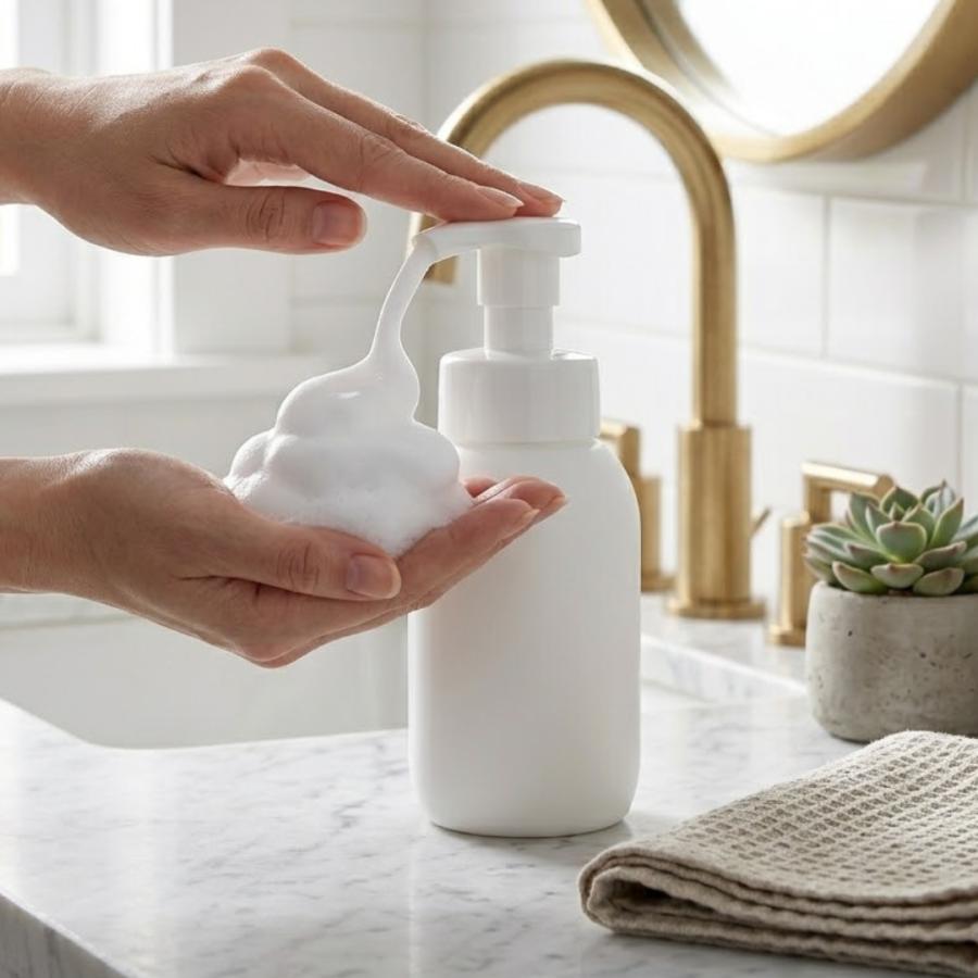 容器 詰め替え 泡立てポンプボトル350ml 白 泡立ちソープ