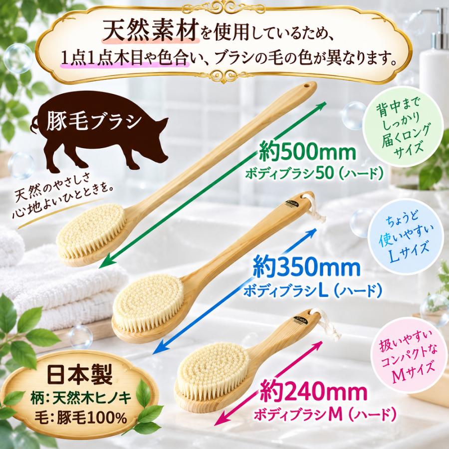 ボディブラシ 馬毛 L（ソフト）ミディアム ウェット&ドライ