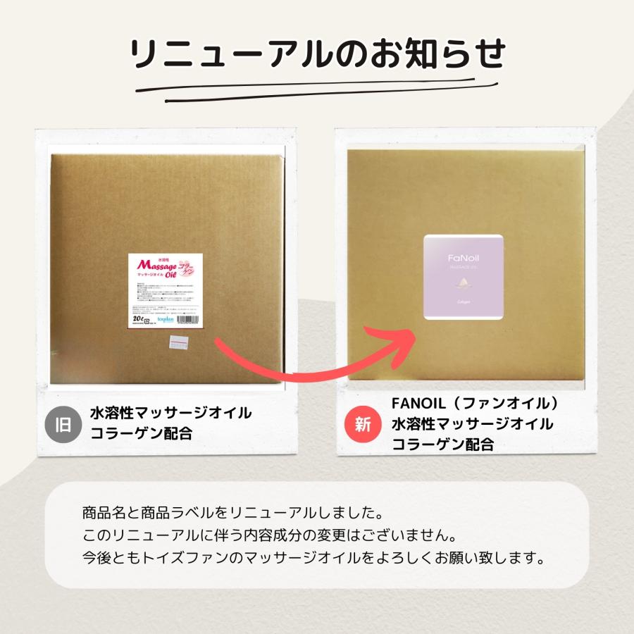 水溶性オイル ボディマッサージ FaNoil コラーゲン 20L 業務用 ノイル ノンオイル 女性用 男性用 レディース メンズ エステ サロン 無香料の画像