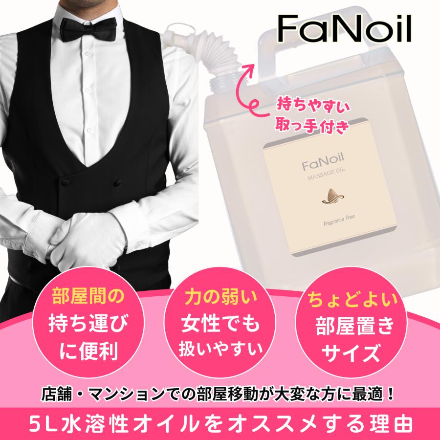 水溶性オイル ボディマッサージ FaNoil スタンダード 5L×4本 業務用 ノイル ノンオイ 女性用 男性用 レディース メンズ エステ 無香料の画像
