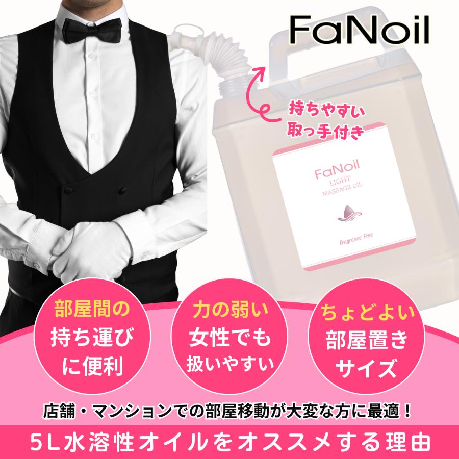 マッサージオイル 男性用 FaNoil Light 水溶性 5L×4本 ライト ノンオイル ノイル 業務用 小分け つめかえ メンズ エステ 体毛 胸毛 腕毛 絡まないの画像