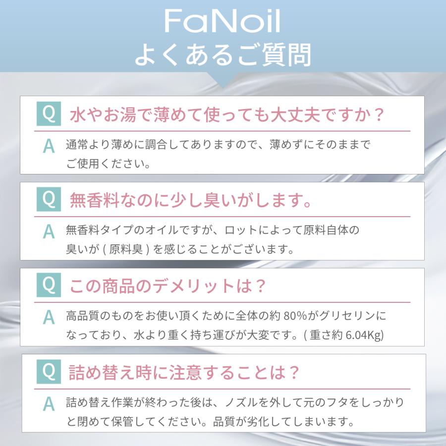 マッサージオイル 男性用 FaNoil Light 水溶性 5L×4本 ライト ノンオイル ノイル 業務用 小分け つめかえ メンズ エステ 体毛 胸毛 腕毛 絡まないの画像