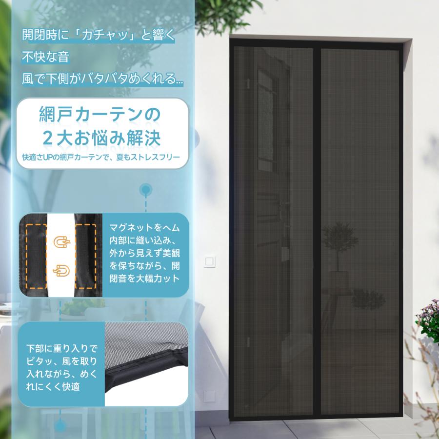 Sekey 網戸カーテン センター開き 楽々出入り マグネット 収納バント