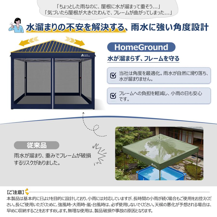 HomeGround 2m×2m 蚊帳付き【2026年新登場】センターロック式タープ