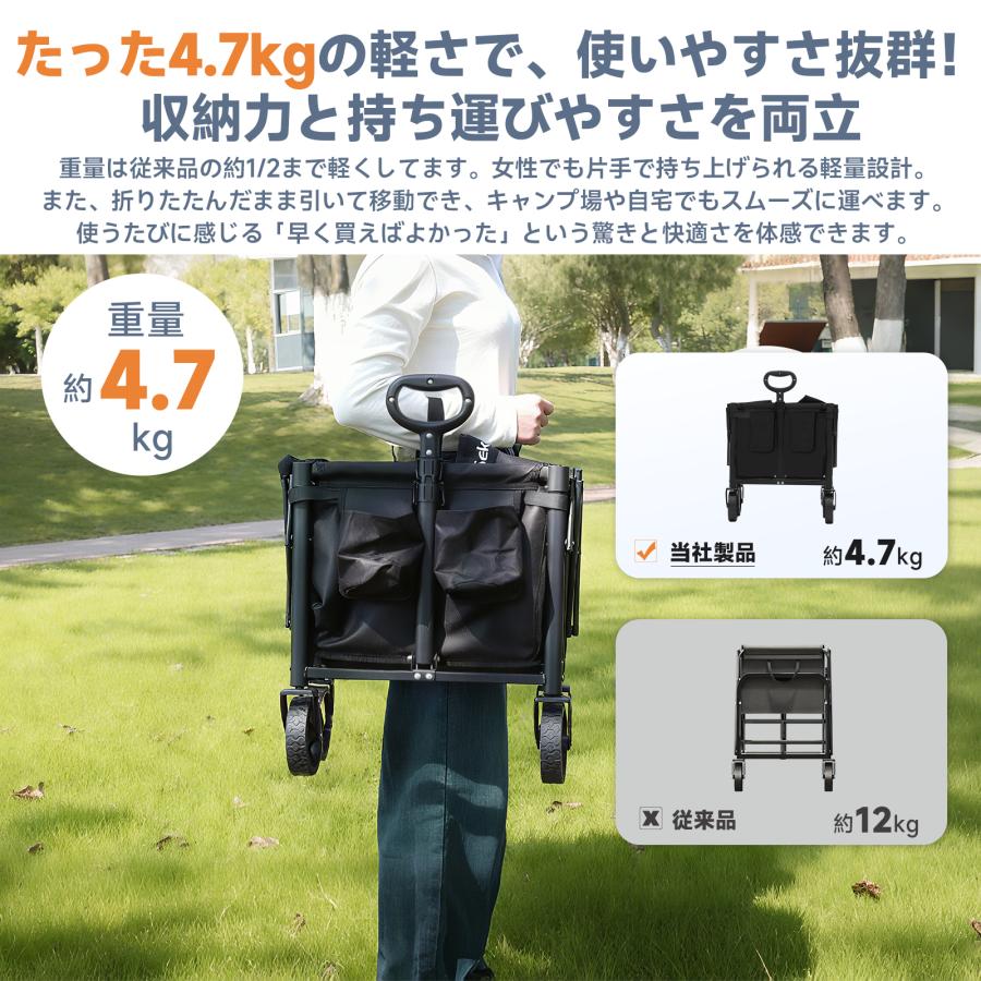 Sekey ミニキャリーワゴン 超軽量4.7kg・タイヤ着脱式・耐荷重80kg