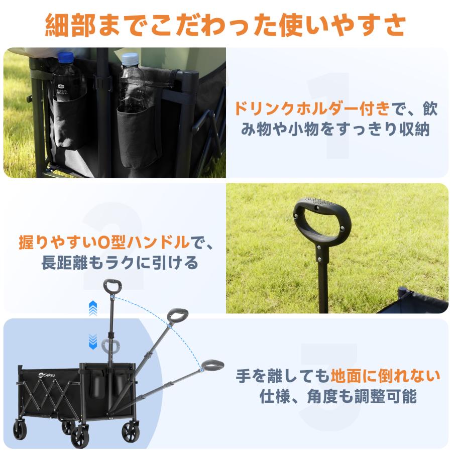 Sekey ミニキャリーワゴン 超軽量4.7kg・タイヤ着脱式・耐荷重80kg