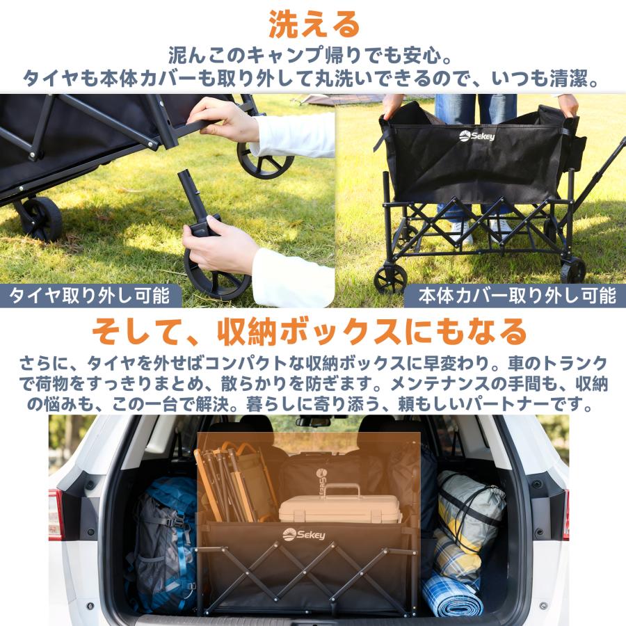 Sekey ミニキャリーワゴン 超軽量4.7kg・タイヤ着脱式・耐荷重80kg
