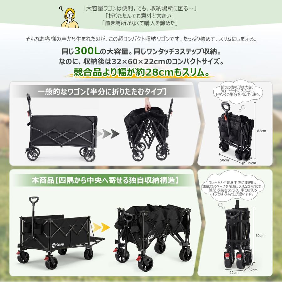 Sekey Sekey【2026最新】大容量300L 後ろ開き2WAYワゴン 折りたたみ
