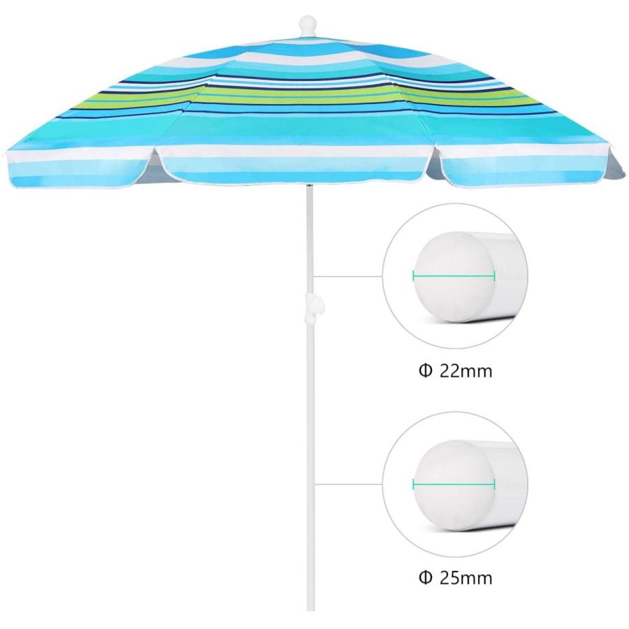 Sekey ビーチパラソル 直径200cm×高さ224cm チルト機能付き   日除け UVカット 汎用 縞柄【1年保証】｜sekey-online｜03