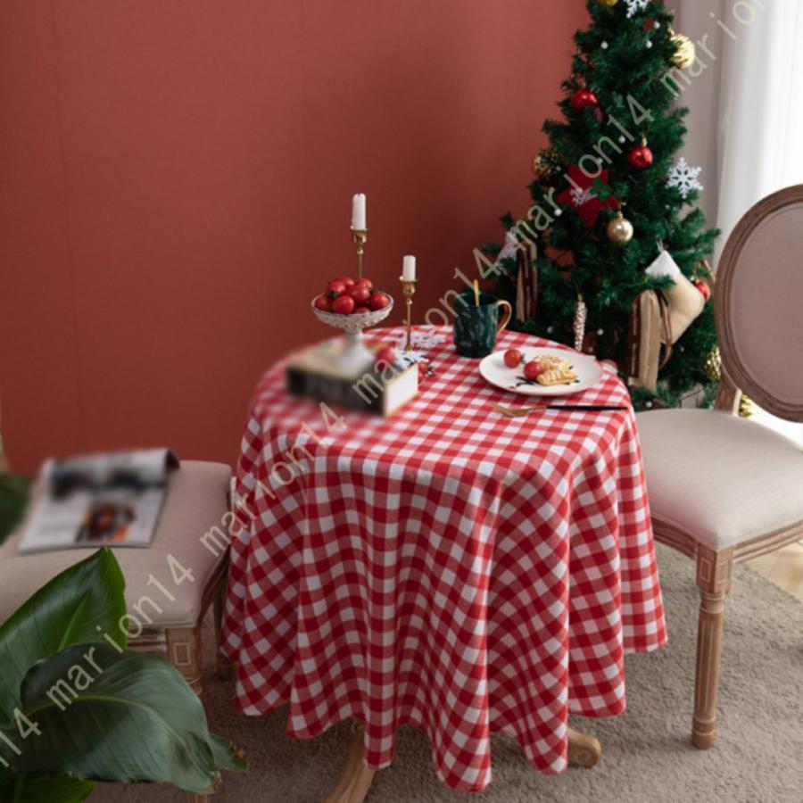 長方形 クリスマス チェック柄 テーブルクロス クラシック 小さい 赤い