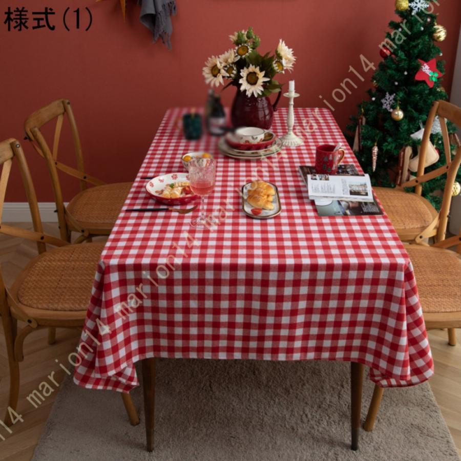 長方形 クリスマス チェック柄 テーブルクロス クラシック 小さい 赤い
