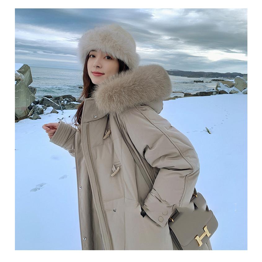 ダウンコート レディース ロング 帽子付き 黒 S M L 高級 ファー ダウンコート レディース ロング 帽子付き 黒 S M L 高級 ファー