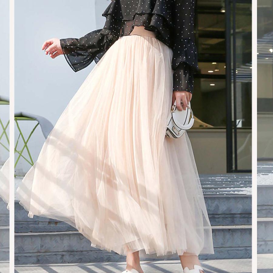 チュールスカート ロング レディース マキシスカート ウエストゴム