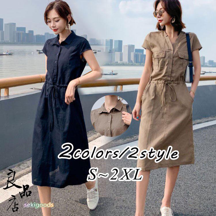 シャツワンピース レディース マキシワンピース 40代 きれいめ 春 コーデ 夏 綿麻 リネン 半袖 フレア おしゃれ 着痩せ 大きいサイズ ゆったり 30代 50代 Seki 良品店ヤフーショップ 通販 Yahoo ショッピング