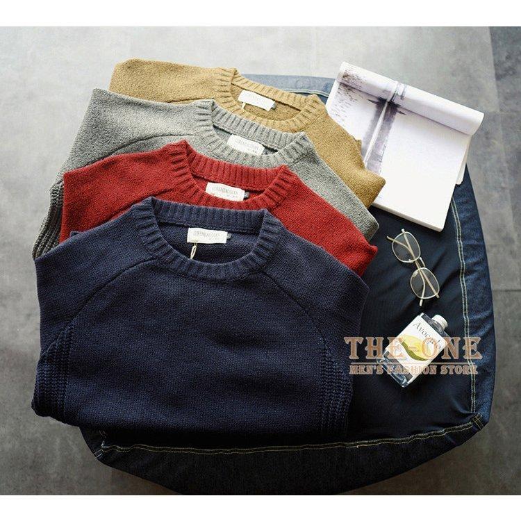 ニット メンズ 長袖 クルーネック ニットセーター 肘当て付き エルボー